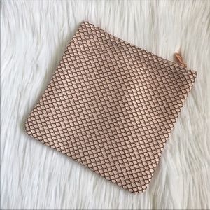 Pink Navy Blue Textured Cosmetic Pouch